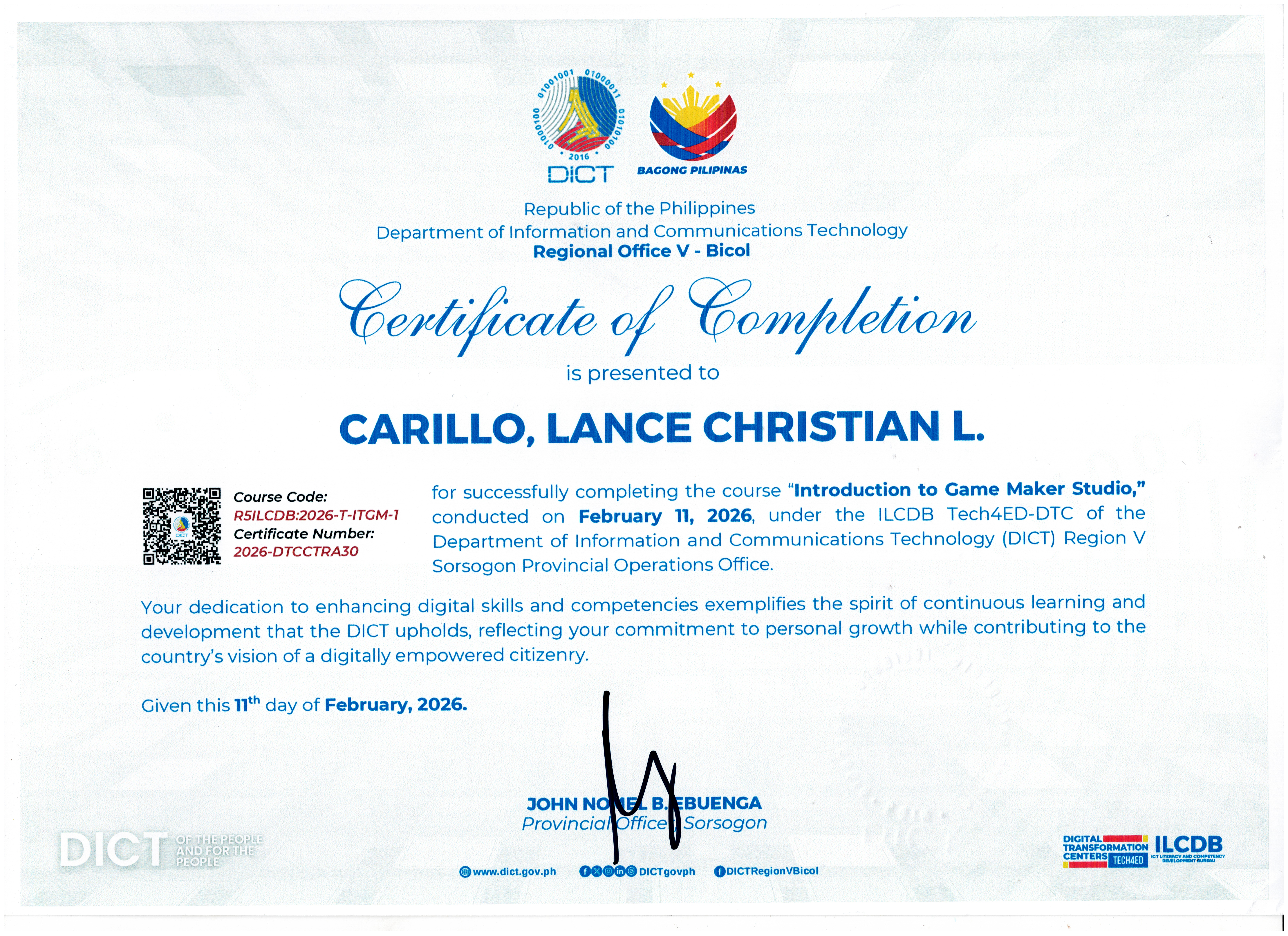 Introduction to Game Maker Studio Certificate